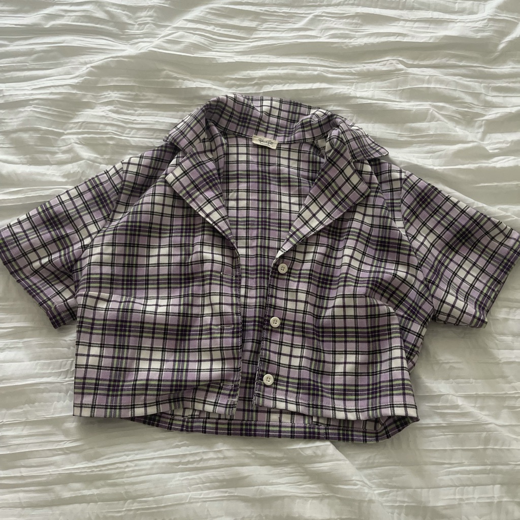 Stripe Pattern Cropped Button Down